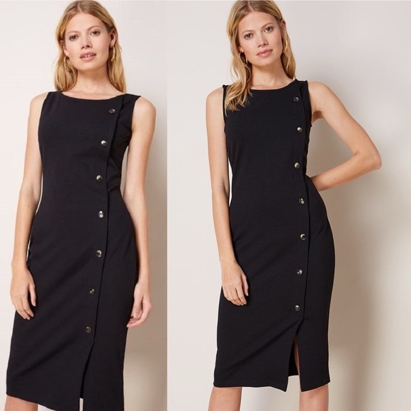 Calvin Klein Black Golden Faux Button Accent Sheath Dress, size 12 (new) - Picture 1 of 6